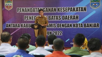 Tetapkan Batas Daerah, Pemkab Ciamis dan Pemkot Banjar Tandatangani Kesepakatan Bersama