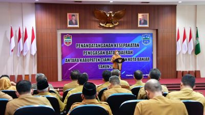 Pemkot Banjar dan Pemkab Ciamis Tandatangani Kesepakatan Penegasan Batas Daerah