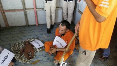 Polisi Gelar Rekontruksi Pembunuhan Bayi 8 Bulan di Pangandaran