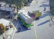 Hilang Kendali, Truk Diesel Hantam Tronton Tangki Muatan Susu di Banjar