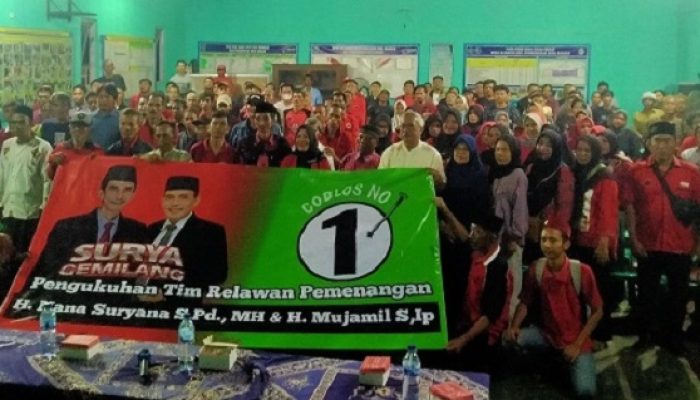Relawan SURYA GEMILANG Kembali Padati Aula GOR Raharja, Tegaskan Dukungan untuk Nana-Mujamil